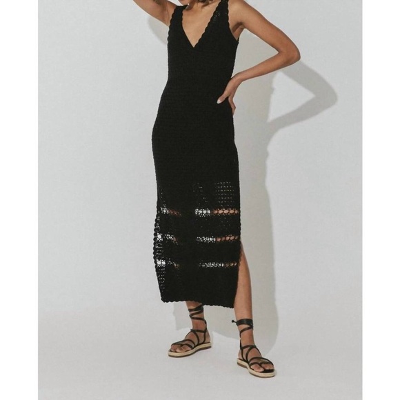 Cleobella Black Diah Crochet Midi Dress Medium - Picture 1 of 6